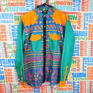B Fresh Gear Jazzy J Button Down Shirt Size M Long Sleeve Pearl Snap 90s Style
